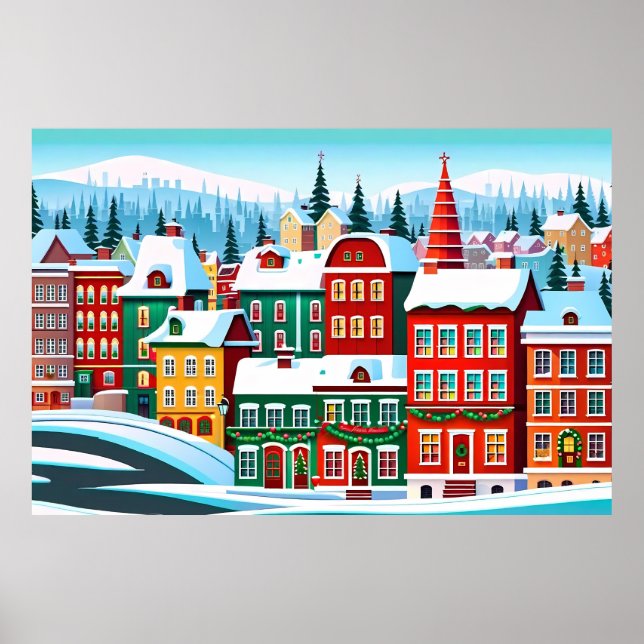 Affiche Bâtiments colorés (Devant)