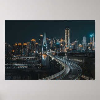 AFFICHE BÂTIMENTS DE LA VILLE PENDANT LA NUIT