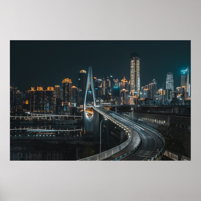 AFFICHE BÂTIMENTS DE LA VILLE PENDANT LA NUIT (Devant)