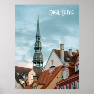 Affiche Bâtiments historiques dans la vieille Riga, Letton