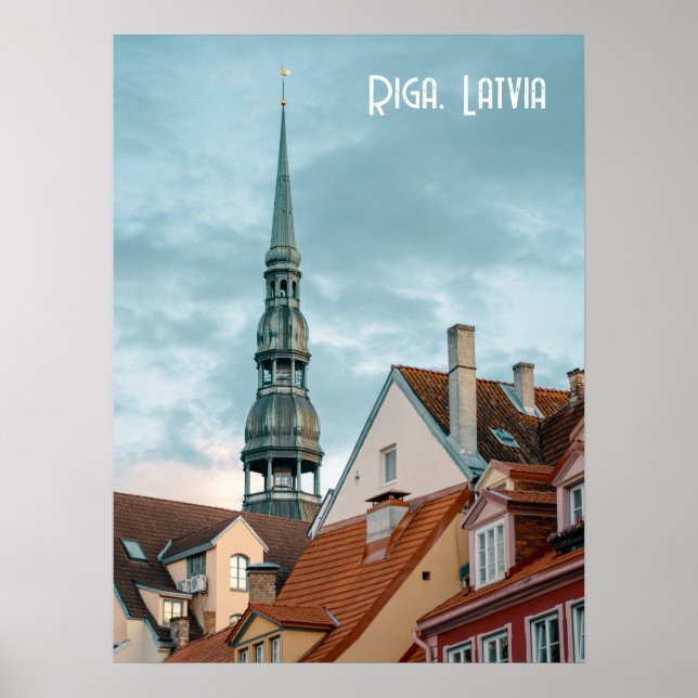 Affiche Bâtiments historiques dans la vieille Riga, Letton (Devant)