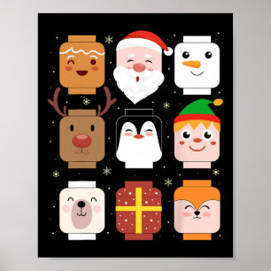 Affiche Bâtir Brick Père Noël Elf Amis Noël Garçons Moi