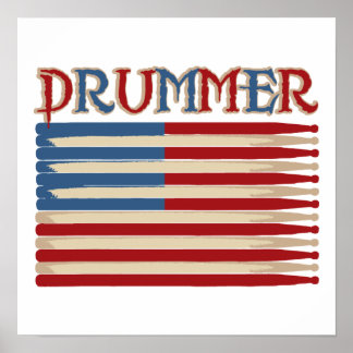Affiche Bâton à tambour USA Drapeau Tee - shirts et cadeau