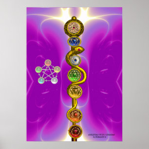 AFFICHE BÂTON D'ASCLEPIUS 7 CHAKRAS, YOGA, ÉNERGIE SPIRITU