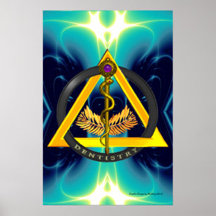 AFFICHE BÂTON D'ASCLEPIUS DENTISTE DENTISTERIE SYMBOLE