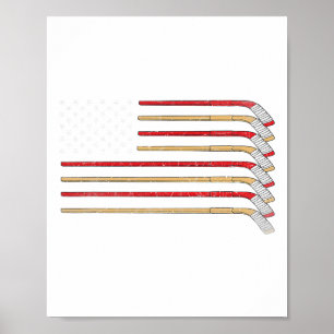 Affiche Bâton de Hockey Drapeau Usa Hockey sur Glace Garço