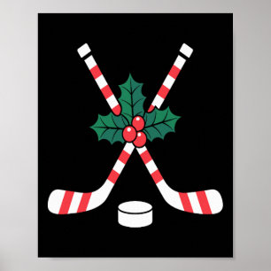 Affiche Bâton de hockey sur glace de Noël Bâton de hockey