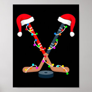 Affiche Bâton de hockey sur glace de Noël Chapeau de Père