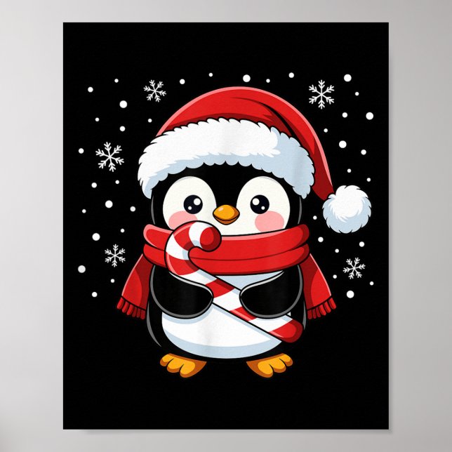 Affiche Bâton de Noël de Noël Pingouin Fille Tout-Petit (Devant)