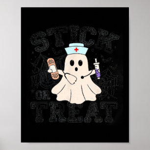 Affiche Bâton Ou Traitement Halloween Fantôme Infirmière H