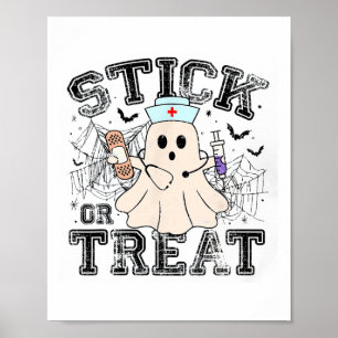 Affiche Bâton Ou Traitement Halloween Fantôme Infirmière H