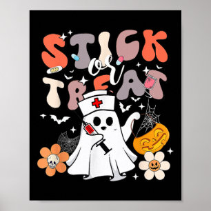 Affiche Bâton Ou Traitement Halloween Ghost Nurse Crna Eme