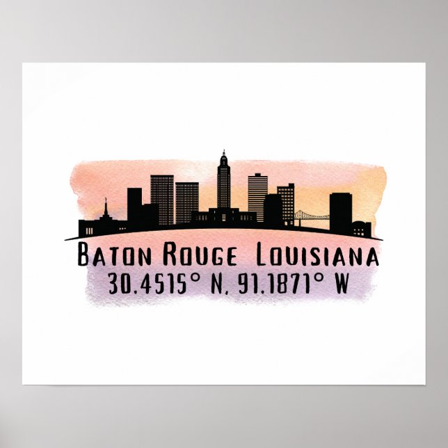 Affiche Baton Rouge LA City Skyline (Devant)