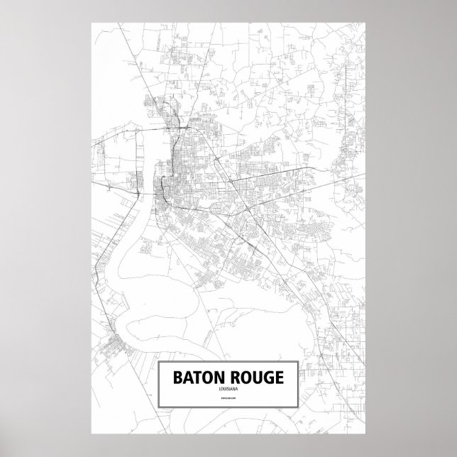 Affiche Baton Rouge, Louisiane (noir sur blanc) (Devant)
