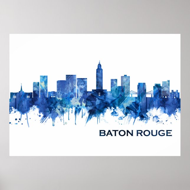 Affiche Baton Rouge Louisiane Skyline Blue (Devant)