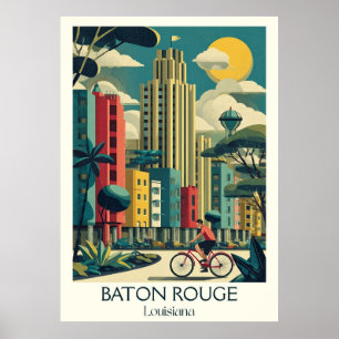 Affiche Baton Rouge Louisiane Vintage Skyline City Art