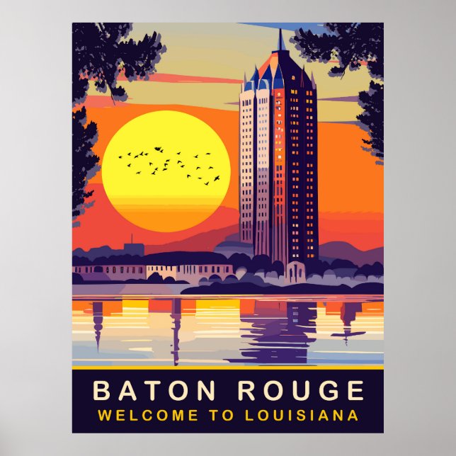 Affiche Baton Rouge, Louisiane, Voyage (Devant)