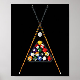 Affiche Bâtons à billes à billes Cue Billard Art