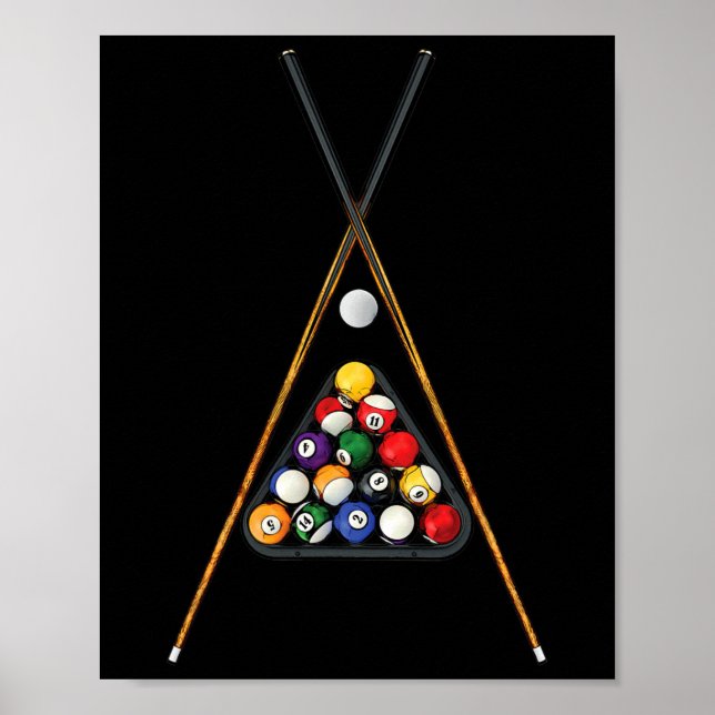 Affiche Bâtons à billes à billes Cue Billard Art (Devant)