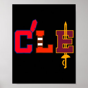 Affiche Bâtons de baseball de Cleveland Vintage Ohio Cle R