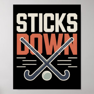 Affiche Bâtons de défense de hockey sur gazon vers le bas