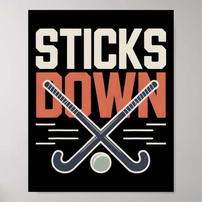 Affiche Bâtons de défense de hockey sur gazon vers le bas  (Devant)