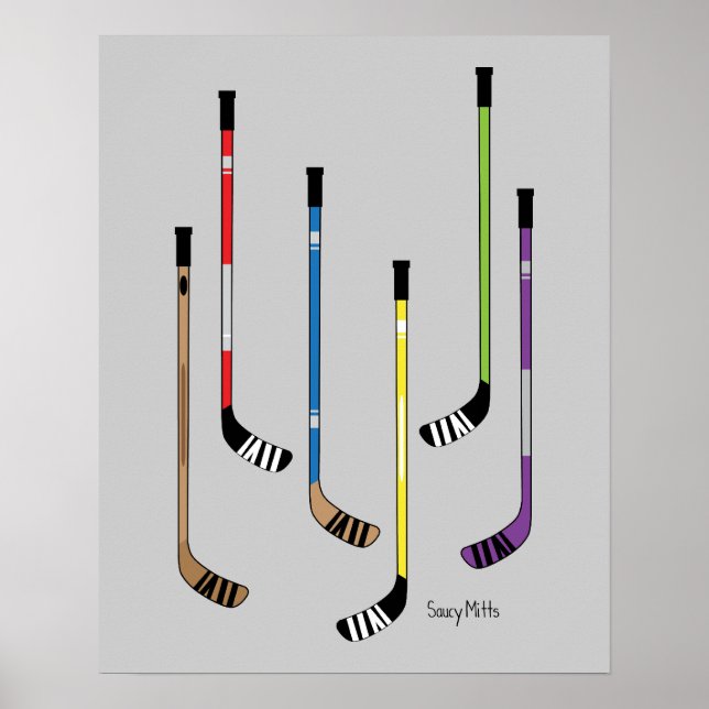 Affiche Bâtons de hockey colorés (Devant)