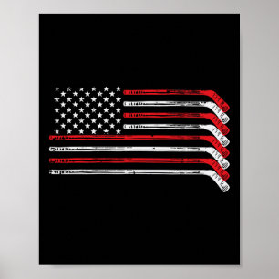 Affiche Bâtons de hockey sur glace Drapeau américain Joueu