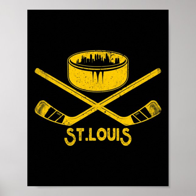 Affiche Bâtons de hockey sur glace rétro St. Louis État (Devant)