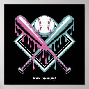 Affiche Batte de glace pour garçons Baseball Drip – Jeunes
