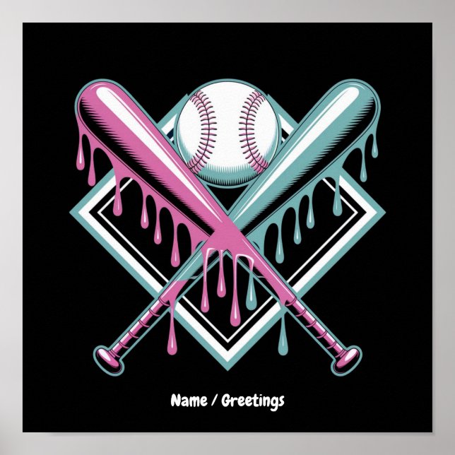 Affiche Batte de glace pour garçons Baseball Drip – Jeunes (Devant)