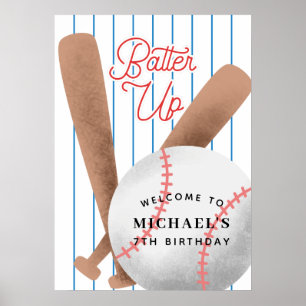 Affiche Batte Up Baseball Thème Anniversaire Bienvenue