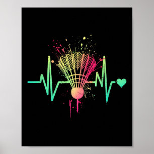 Affiche Battement de coeur de badminton - Vintage Navette