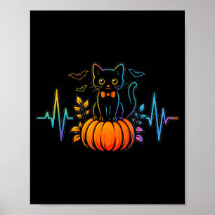 Affiche Battement de cœur de chat noir Halloween citrouill