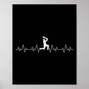 Affiche Battement de cœur de cricket pour joueur entraîneu