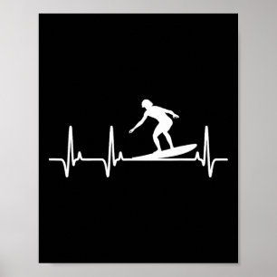 Affiche Battement de cœur de surf Amoureux du surf Planche