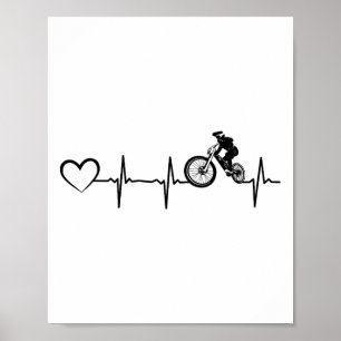 Affiche Battement de coeur de vélo cycliste cyclisme en de