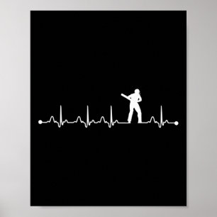 Affiche Battement de coeur d'ekg pour joueur de cricket