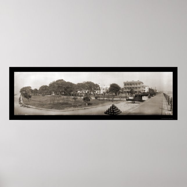 Affiche Batterie Charleston Caroline du Sud Photo 1909 (Devant)