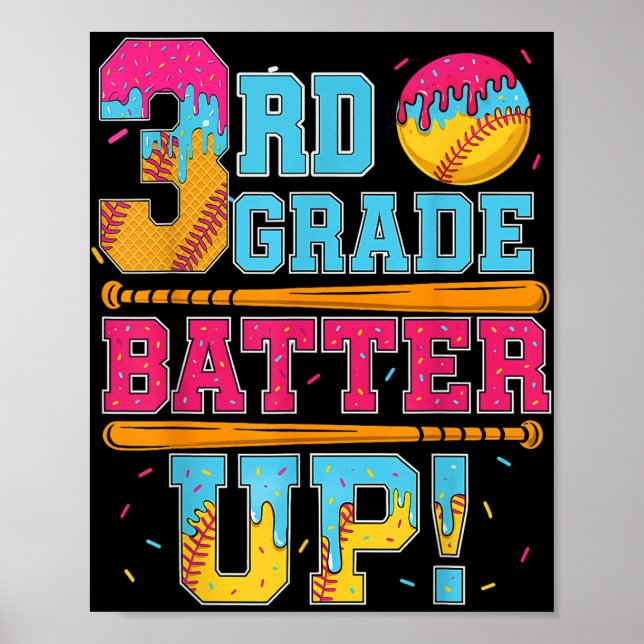 Affiche Batterie de 3e année vers le haut softball de base (Devant)