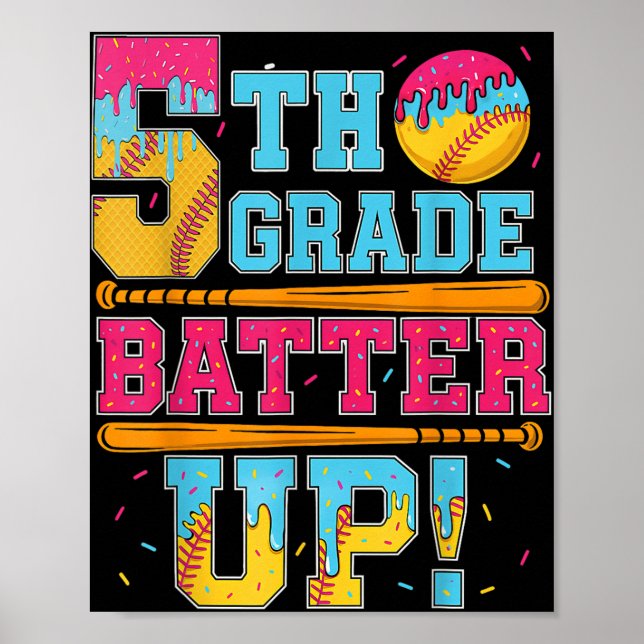 Affiche Batterie de 5e année sur base-ball de baseball de  (Devant)