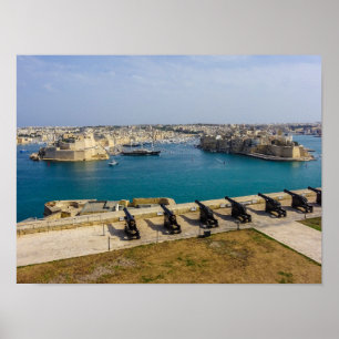 Affiche Batterie de salut de Malte Canons Grand Harbour