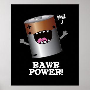 Affiche Batterie Rawy Power Funny Pun Dark BG