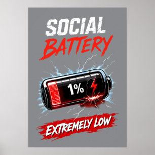Affiche Batterie Sociale Extrêmement Faible – Introverti D