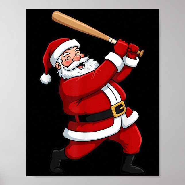 Affiche Batteur de baseball de Noël Père Noël Xmas Srt Pla (Devant)