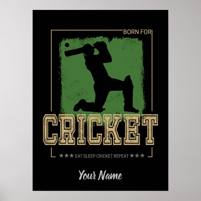 Affiche Batteur de cricket né pour Joueur et entraîneur (Devant)
