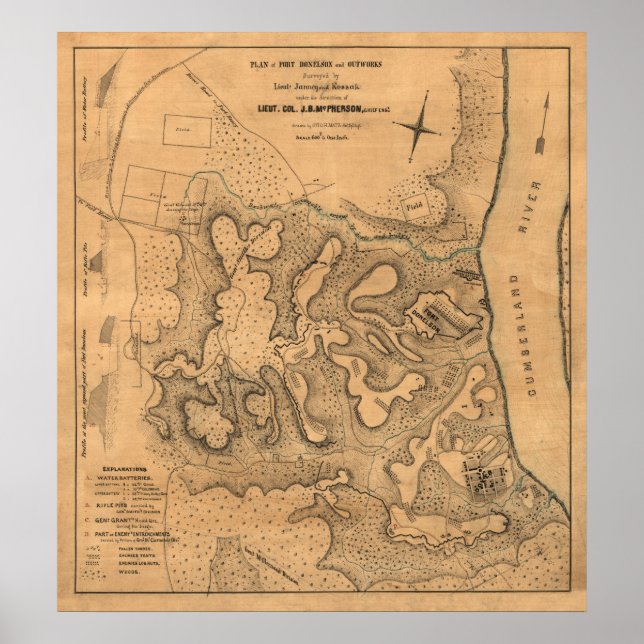 Affiche Battle of Fort Donelson - Civil War Panoramic Ma (Devant)