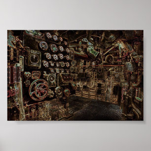 Affiche Battleship interior, steampunk style, retro futuri