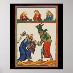 Affiche Battre Les Chevaliers À Un Tournoi, 14e Siècle