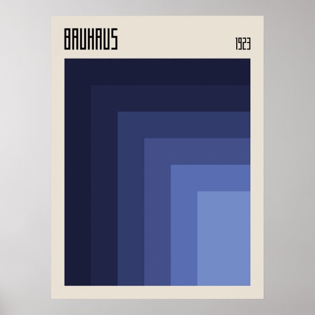 Affiche Bauhaus 1923 | Conception rétro | Couleurs bleues (Devant)